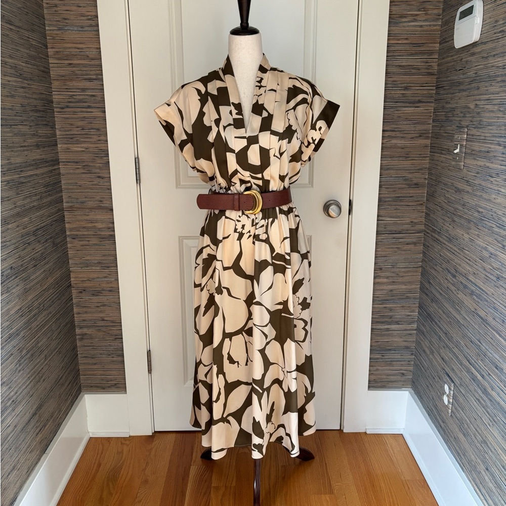 Donna Karan Olive and Cream Floral Dress - Picture 5 of 8